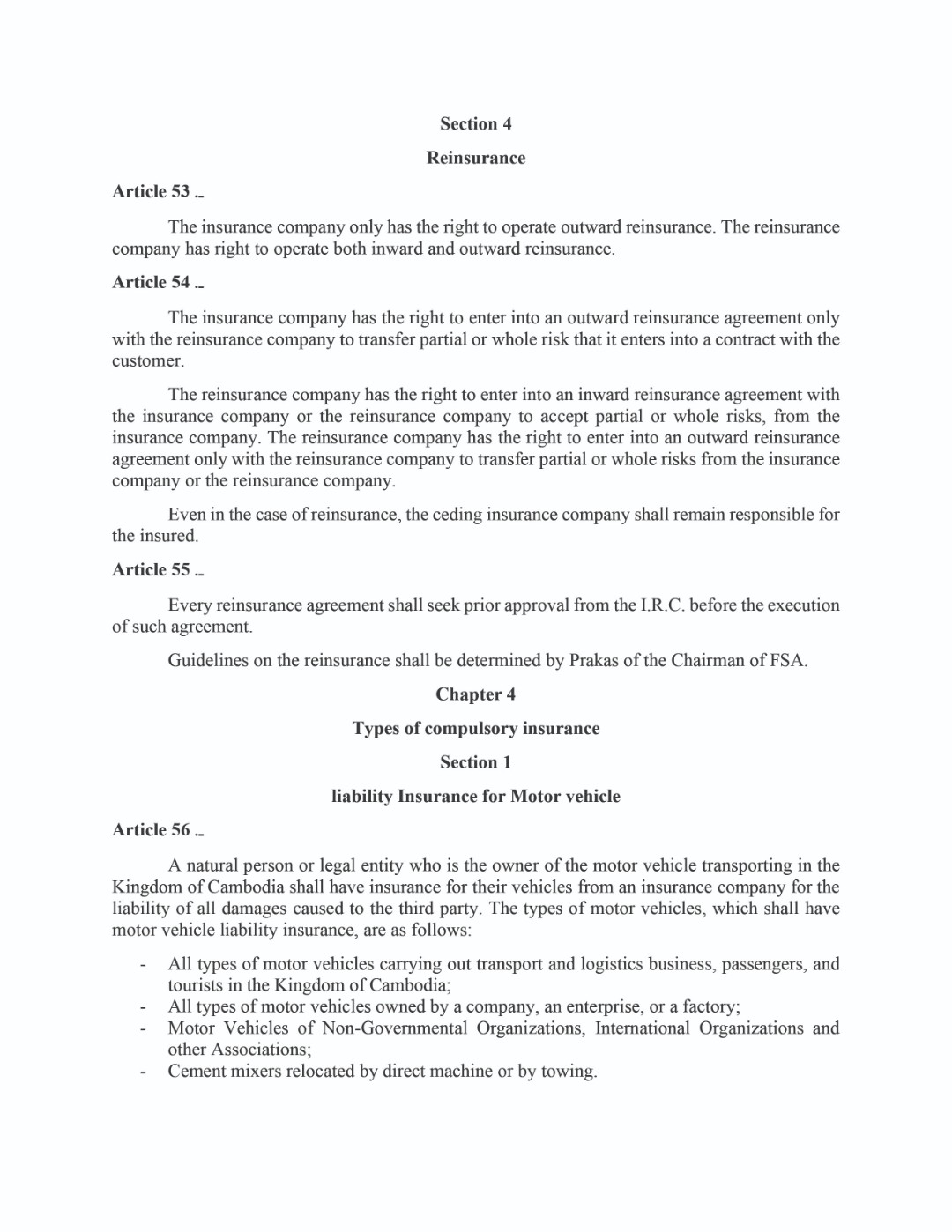 Sub-Decree on Insurance